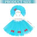 Blue Tulle Tutu Costume Accessories Set Layered Tulle Tutu Skirt with Bow Headband for Halloween Party Cosplay (Blue)
