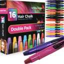 Hair Chalk 16 Color Double Pack with 6 Glitter Colors Temporary Hair Color Pens