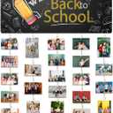 Back To School Decoration - 13'' x 5.5'' Pencil Welcome Wooden Sign With 5 Hanging Apples - Photo Hanging Display Picture Board with 30 Clips - Wall Art Classroom Wall Plaque Decor & Supplies - A05