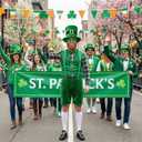 8 Pcs St Patrick's Day Costume Set with Hat Beard Suspender Necklace Glasses Bow Tie Socks Shoe Buckles for Men Adult Party Suit Outfit (Green)