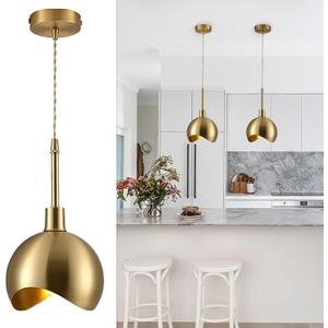 KCO Lighting Modern Gold Pendant Light Fixture Mini Brushed Brass Farmhouse Pendant Lighting Kitchen Island Hallway Foyer Mid Century Vintage Industrial Hanging Ceiling Lamp