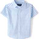 The Children's Place Baby Boys' and Toddler Poplin Short Sleeve Button Down Shirt (5T, Breeze Plaid)