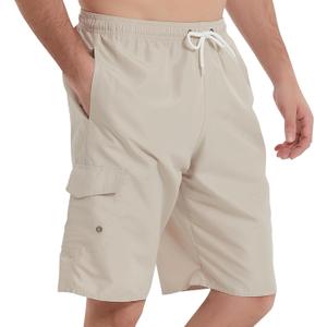 Mens Swimming Trunks Swim Trunks Quick Dry Swim Shorts with Mesh Lining Funny Swimwear Bathing Suits (Beige, XXL)