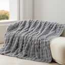 Berkshire Faux Fur & Velisse Reversible Throw - Ultra Soft Plush Blanket for Couch and Bed, Luxury Fluffy Sofa Decor, 60" x 90", Chateau Grey