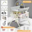 Changing Table, Portable Baby Changing Table with Wheels, Upgraded Foldable Diaper Changing Station with 5-Level Adjustable Height & Large Nursery Organizer Storage for Newborn Infant