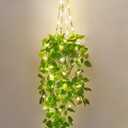 Mkono Fake Hanging Plant with Lights, Artificial Plants for Home Decor Indoor Macrame Plant Hanger with Fake Vines Greenery for Bedroom Bathroom Kitchen Office Decor (1)