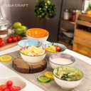 4.5 Inch Japanese Apricot Blossom Bowls,4 Colors Porcelain Rice & Soup Bowls, Available in 2, 4, or 6-Piece Sets, Elegant Floral Design (Set of 6)