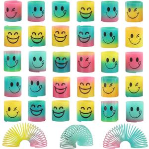 30 Pack Spring Rainbow Magic Fidget Stress Coil Mini Springs Bulk Toys for Party Favor Carnival Prize Birthday Goodie Bag Stuffers for Kids Boys Girls