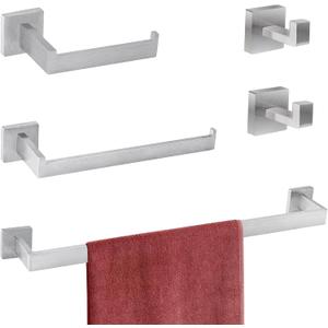 5 Piece Bathroom Hardware Set 23.6 Inch Brushed Nickel Towel Bar Set Bathroom Accessories Sets Bathroom Towel Holder Set Towel Rack Set Heavy Duty Wall Mounted