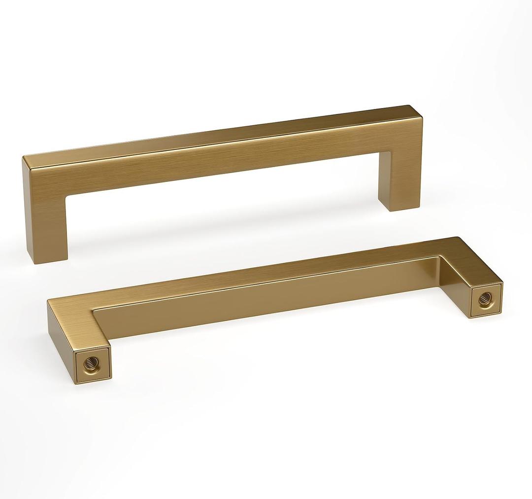goldenwarm 10 Pack Champagne Bronze Cabinet Pulls Gold Cabinet Handles 5 Inch Champagne Drawer Pulls Brushed Bronze Drawer Handles Kitchen Dresser Hardware T Bar Square Hardware for Dresser Bedroom