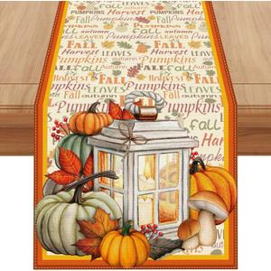 2 x Fall Table Runner Fall Leaves Pumpkin Decor Farmhouse Autumn Thanksgiving Home Kitchen Dining Room Table Decorations 13x72 Inch