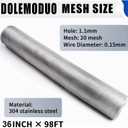 304 Stainless Steel Window Screen Mesh Roll, 36 inch x 98 ft Window Screen Mesh, Stainless Steel Wire Mesh Screen for Door Porch Patio