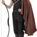 DAZCOS Renaissance Half Shoulder Cape Medieval Steampunk Shawl with Belt for Men Women LARP Costume for Halloween (Brown)