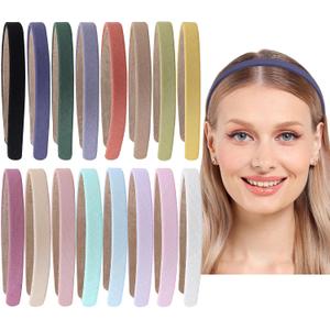 16pcs/set Plain Headband Children Soft Headbands Anti-slip Ribbon Striped Hair Bands DIY Craft Hair Accessories for Women Daily Styling