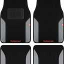 Rubbermaid Car Mats, Carpeted Floor Car Mat with Faux Leather & Built-in Heel Pad, Two-Tone Car Rug Floor Mats, Stylish Carpeted Floor Mats for Cars, Trucks & SUVs Gray Color