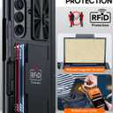 Vizvera for Samsung Galaxy Z Fold 7 Case RFID Wallet with Cards Holder[Kickstand][Camera Cover] Shockproof Silicone Protective Phone Case for Z Fold 7 2025-Black