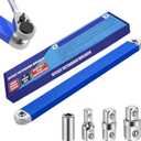Offset Extension Wrench Set, Impact Ready Socket Ratchet Wrench Extender Tool with 1/2'', 1/4'', 3/8'' Square Drive Adapters, Zero Degree Ratchet Tool Universal Stubby Wrenches Set for Car (Blue-5pcs)
