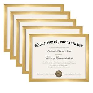 upsimples Certificate Frame with High Definition Glass, 8.5 by 11 Picture Diploma Document Frames for Wall and Tabletop, Gold, 5 Pack