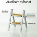 HillhutApex 2 Step Ladder, Lightweight Portable 2 Step Stool with Anti-Slip Wide Pedal, 330lbs Capacity Aluminum Ladder for Household,Office,Library(Pale Green)