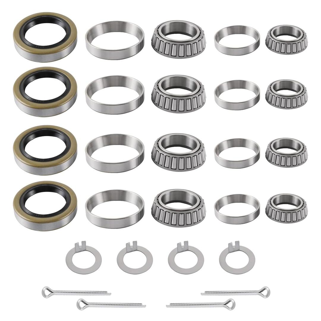 4 Sets 3500 LB Trailer Axle Bearing Kits L68149 L44649 with 171255TB/10-19 Grease Seals I.D. 1.719'' for #84 Spindle