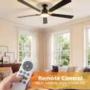 VOLISUN 60 Inch Ceiling Fan with Lights Flush Mount, Low Profile Ceiling Fans with Lights, Remote&APP Control,Dimmable 22W LED Light,Queit&Reversible Fan, Black Ceilings Fans for Bedroom, Living Room