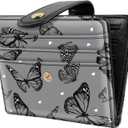 Small Wallets for Women Slim Minimalistfor Bifold Credit Card Holder for Pocket or Purse, Black Butterflies