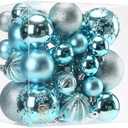 Sea Team 36-Pack Shatterproof Plastic Christmas Ball Ornaments Set, Multi-Size Christmas Baubles, Hanging Decorations for Xmas Tree, Wreath, Garland, (1.57-3.15 Inches, Babyblue)