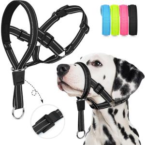 Weesiber No-Pull Dog Head Halter - Adjustable Dog Muzzle Leash, Padded Head Collar for Dogs to Prevent Heavy Pulling On The Leash(Black,M)