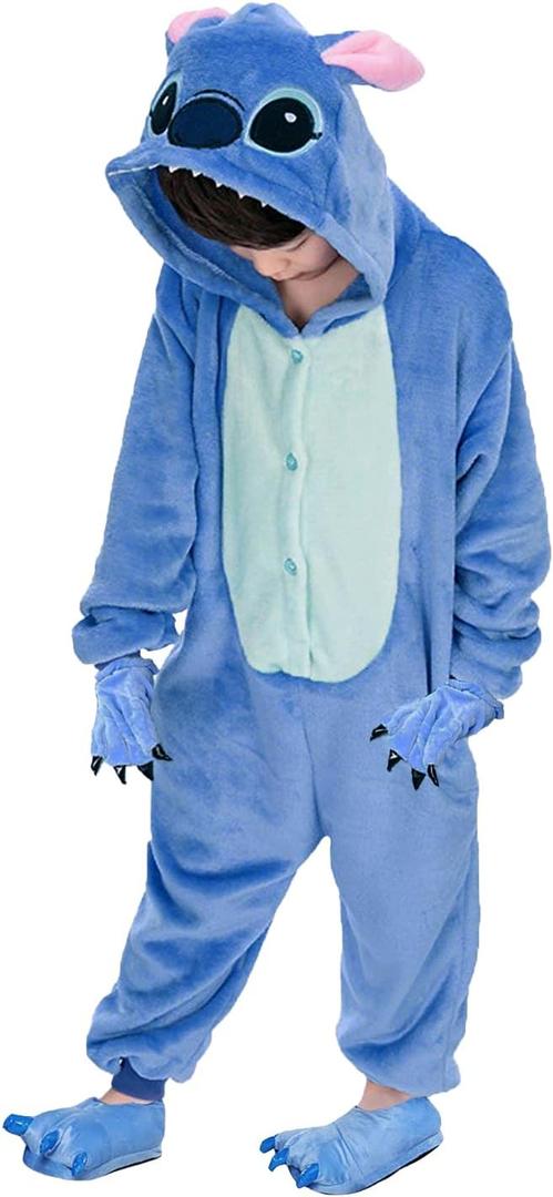 SENSERISE Adult Child Unisex Stitch Onesie Unicorn Pajamas Animal Cosplay Costume Sleepwear (85(Height 2'11"-3'3"), Blue Kid)