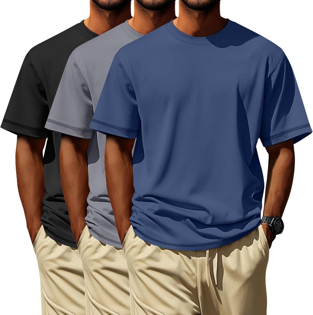 Neer 3 Pack Big and Tall Shirts for Men L-5XL, Oversized Cotton Crewneck Tops Loose Casual Large T-Shirts Summer Basic Tee, XXL Neer 3 Pack Big and Tall Shirts for Men L-5XL, Oversized Cotton Crewneck Tops Loose Casual Large T-Shirts Summer Basic Tee, XXL