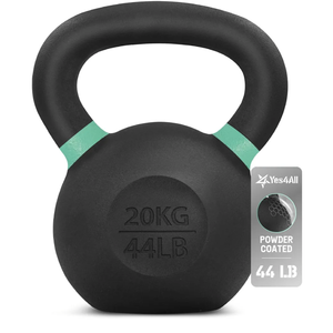 Yes4All Powder Coated Cast Iron Kettlebell Strength Training Kettlebells Weight Set for Full Body Workout, Home Gym 44LB