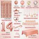 14th Birthday Decorations for Girls, Happy 14 Birthday Decorations for Her, Rose Gold Birthday Party Supplies with Banner, Number Balloons, Fringe Curtains, Hanging Swirls, Foil Balloons