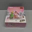 Christmas Gingerbread House Building Block, Christmas Village House Building Set, Contain Christmas Tree and Train, Xmas Brick Toy Gifts for Adults Teens and Kids 1288PCS (Pink)