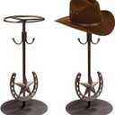 2 Pack Cowboy Hat Rack,Tabletop Standing Cowboy Hat Holder ，Western Horseshoe Decor，Hat Display Stand Can Keeps Original Shape of Hat, for Wide-brimmed Hat，Iron, Bronze