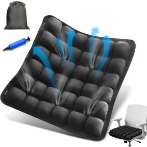 Travel Seat Cushion for Airplane  Inflatable 3D Air Cell Seat Cushions, Ergonomic Travel Cushion for Long Flights, Portable Seat Cushions Offer Support at Home, Work, Car, or in Transit (Black)