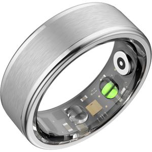Smart Ring for Women Men,Fitness Ring with 24/7 Activity Tracking,Stress,Sleep Monitoring,No APP Subscription Fees,Compatible with iOS & Android, HarmonyOS Silver, 9#