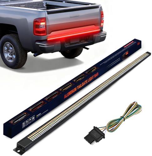 Nilight Truck Tailgate Light Strip 60" Aluminum FrameTriple Row Light Bar 1200 LED w/ Red Running Brake White Reverse Light Red Sequential Turn Signal