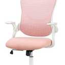 Office Chair, Comfortable Swivel Chair with high Back, Wheels, Adjustable headrest, Comfortable Lumbar Support, flip arm, Pink