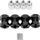 ShareGoo 4PCS 12mm Aluminum Wheel Hex Hub 15mm Offset Extension Hex Drive Adapter Combiner Coupler Conversion Compatible with 1/10 RC Crawler Axial Scx10 CC01 Jeep Wrangler D90 Wraith,Black