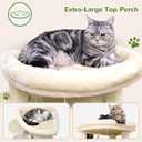 Globlazer Corner Cat Tree for Large Cats, 66inch Tall Curved Series Large Cat Tower for Multiple Indoor Cats with 6 Scratching Posts, 2 Spacious Cat Condos, Hammock, Hanging Basket, C66, Beige