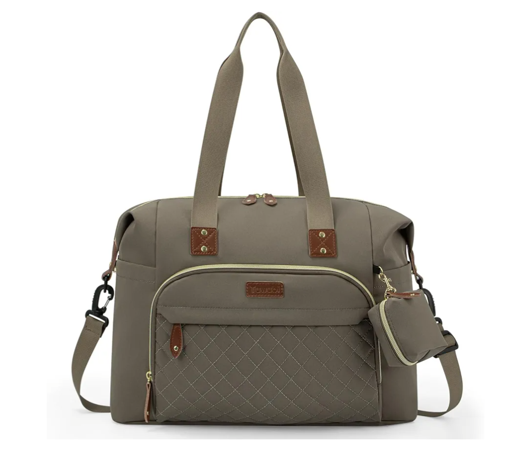 Diaper Bag Tote,Baby Diaper Bag with Pacifier Case Large Travel Diaper Tote Caddy for Mom and Dad Multifunction Large Baby Bag - Khaki