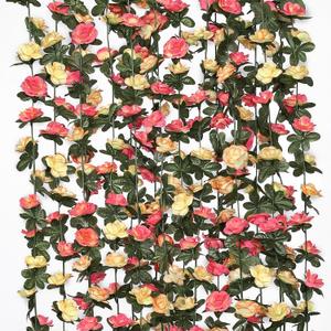 KHOYIME 9 Pack 72 FT Artificial Flower Garland, Fake Champagne Roses Vines Silk Flowers Faux Outdoor Hanging Floral Ivy Garland Decoration for Wedding Arch Bedroom Home Wall Backdrop Room Decor