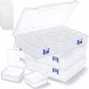 Bead Organizer Box, 138Pcs Bead Organizers and Storage Plastic Cases, Mini Clear Beads Storage Containers Boxes with Hinged Lid for Seed, Jewelry, DIY Craft