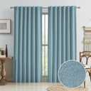 KEQIAOSUOCAI Blackout Linen Curtain Panels, Totally Shaded Draperies 84 Inches Long for Dining Room, Soundproof Privacy Window Drapes for Playroom Guest Room Bedroom, Dusty Blue, 50 x 84, 2 Pieces