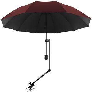 UPF 50+ Beach Umbrella with Adjustable Universal Clamp