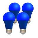 LED Blue Color Light Bulb - A19 E26 Base Blue Bulbs 9W (60W Equivalent), LED Lightbulbs Perfect For Outdoor Porch, Christmas Decoration, Party Decoration, Holiday Lighting, Halloween Decor, 3 Pack