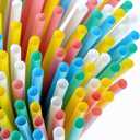 500 pcs 7.75" Plastic-Free Colorful Disposable Smoothie Straws,Plant-Based Sturdy Plasticless Stylish Party Straws for Cold/Hot Drinks Not Soggy