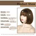 WERD Short Brown Bob Wig with Bangs,10 inch Brown Straight Bob Wig for Women Heat Resistant Fiber for Cospaly Velma