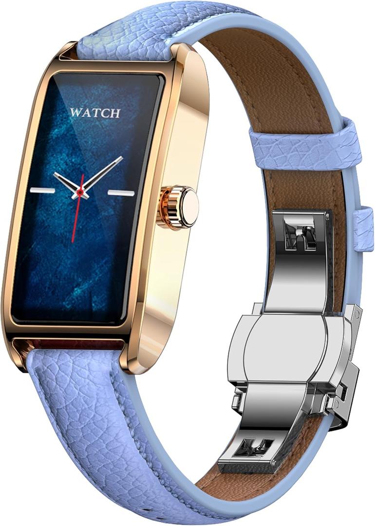 Fitness Tracker for Women Ladies Fitness Watch Dressy Leather Strap Alloy Case Luxury Fashion Heart Rate Monitor Sleep Tracker Pedometer Step Counter Waterproof Elegant Smart Watches for Womens