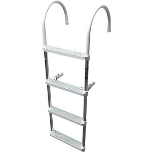 Marine Boat Aluminum White POLYETHYLENE Swim Boarding 4 Steps Ladder Hook 46X15